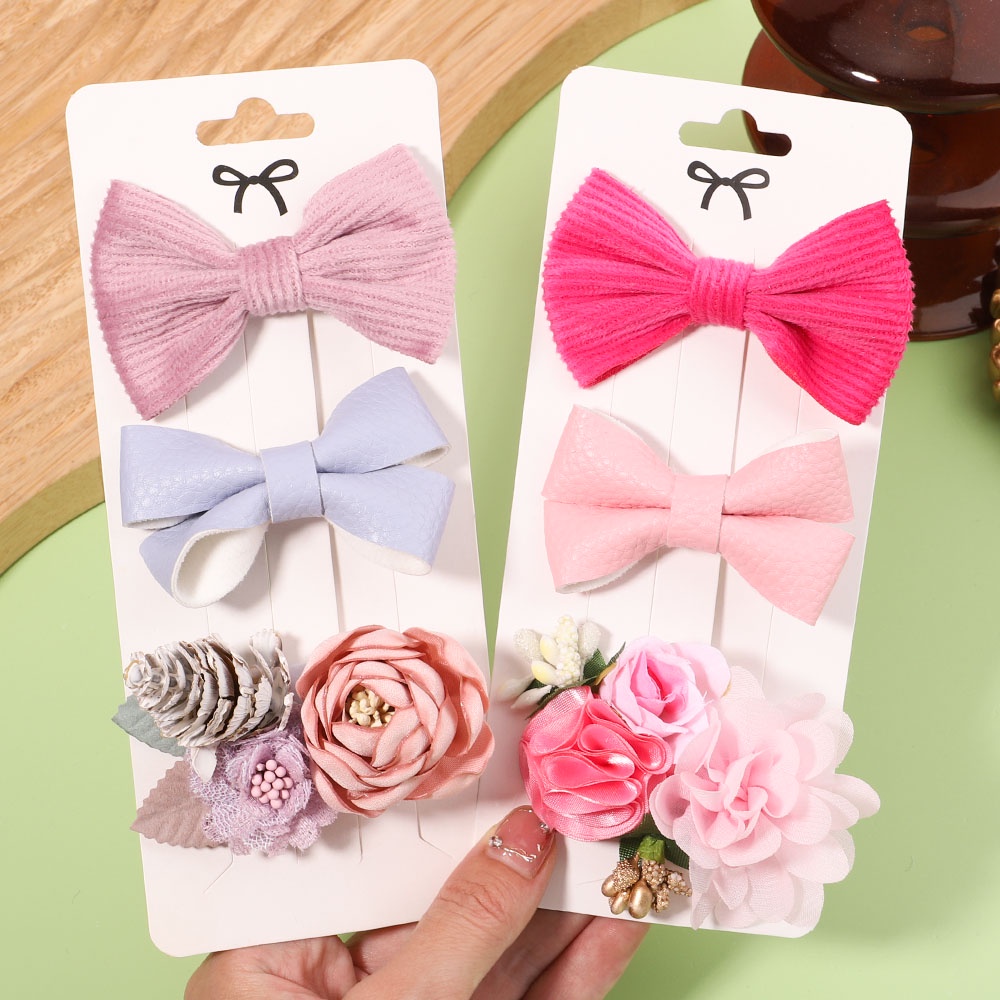 KIDSBOWS Set 3 Kẹp Tóc Hình Nơ / Bông Hoa Xinh Xắn Cho Bé Gái