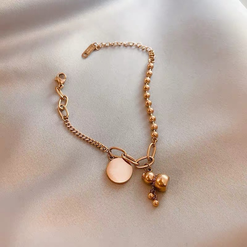 Vòng Đeo Tay Bằng Thép Titan Mạ Vàng Hồng 18k Phong Cách Dân Tộc Cổ Điển Thời Trang Cho Nữ