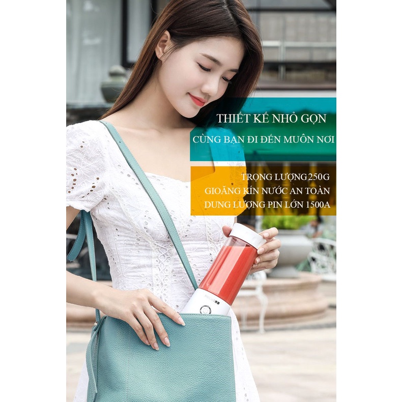 Máy xay sinh tố pin cầm tay mini tiện dụng Meling, xay nước ép hoa quả, xay đá, nghiền nhỏ thực phẩm.