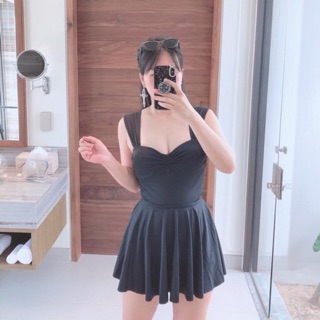 Bộ bơi liền váy xoè lưng rút dây