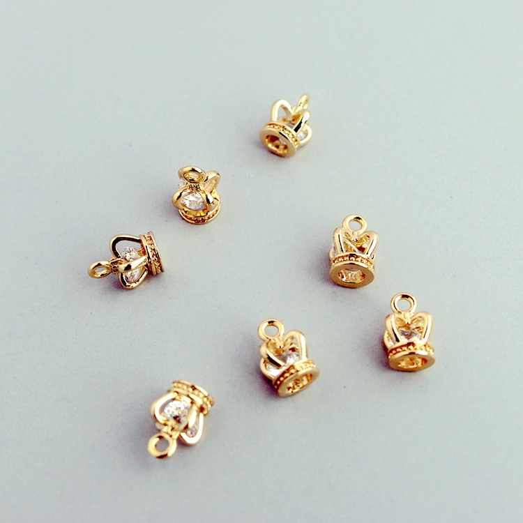 Mặt Dây Chuyền Hình Vương Miện 8mm Bằng Đồng 14k Màu Sắc Tùy Chọn Diy