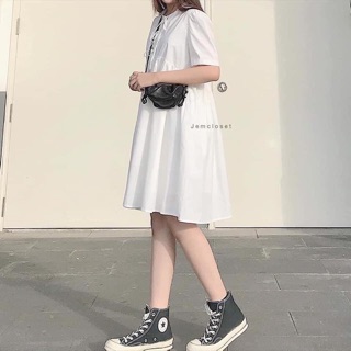 Váy babydoll trắng tiểu thư