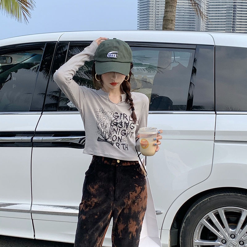 Áo Thun Dài Tay Cổ Chữ V Màu Trơn Thời Trang Cho Nữ