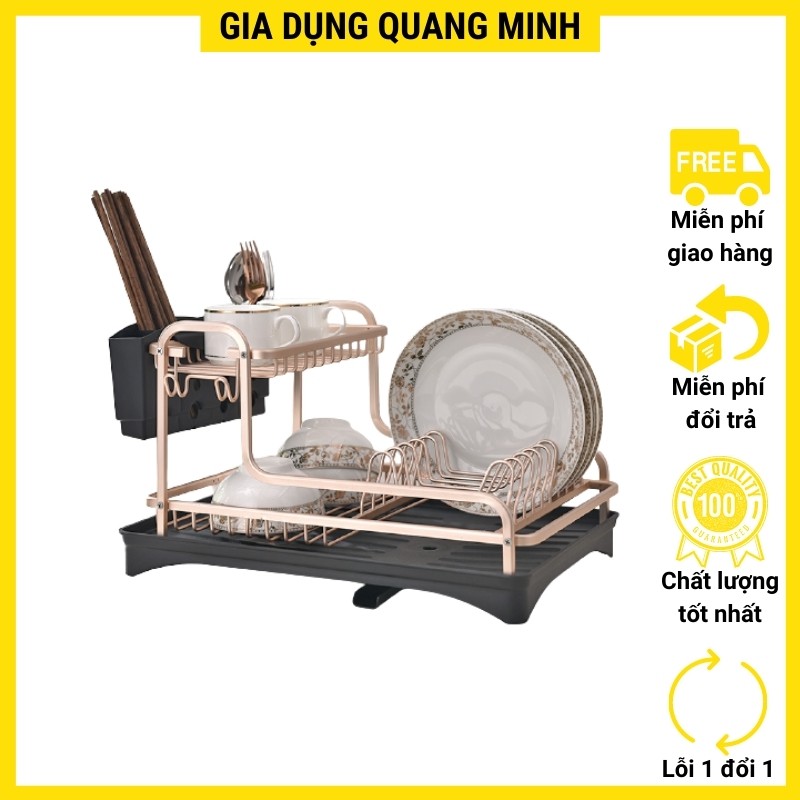Kệ để bát đũa đa năng 2 tầng đặt mặt bếp bằng nhôm sơn tĩnh điện [Hàng nhập khẩu]