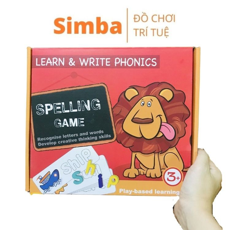 Spelling Game học đánh vần chữ cái tiếng Anh đồ chơi gỗ Simbaba 52 bộ thẻ ghép chữ bằng gỗ cho bé