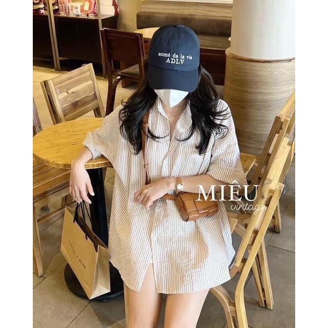 ÁO SƠ MI KẺ SỌC TAY LỠ FORM RỘNG