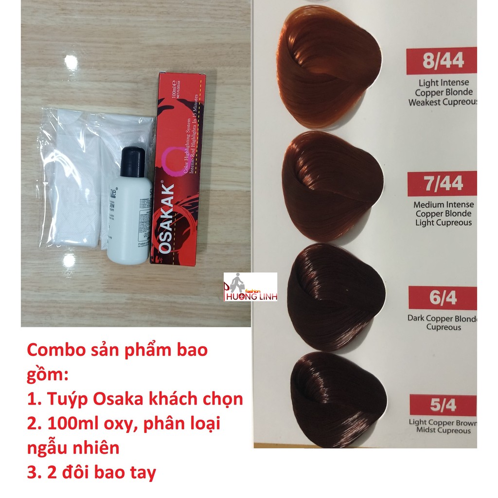 Màu nhuộm tóc osaka có kèm theo oxy trợ nhuộm và bao tay - bảng màu số 4