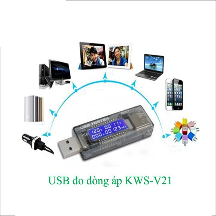 Thiết bị test pin sạc, củ sạc, đo dòng điện, check dung lượng pin, USB TESTER KWS-V21