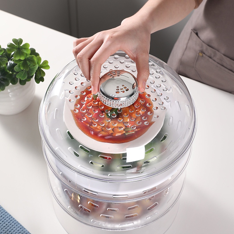 Lồng Bàn Đậy Thức Ăn Bằng Nhựa Trong Suốt Cách Nhiệt Chống Bụi Đa Năng Tiện Dụng Ốp