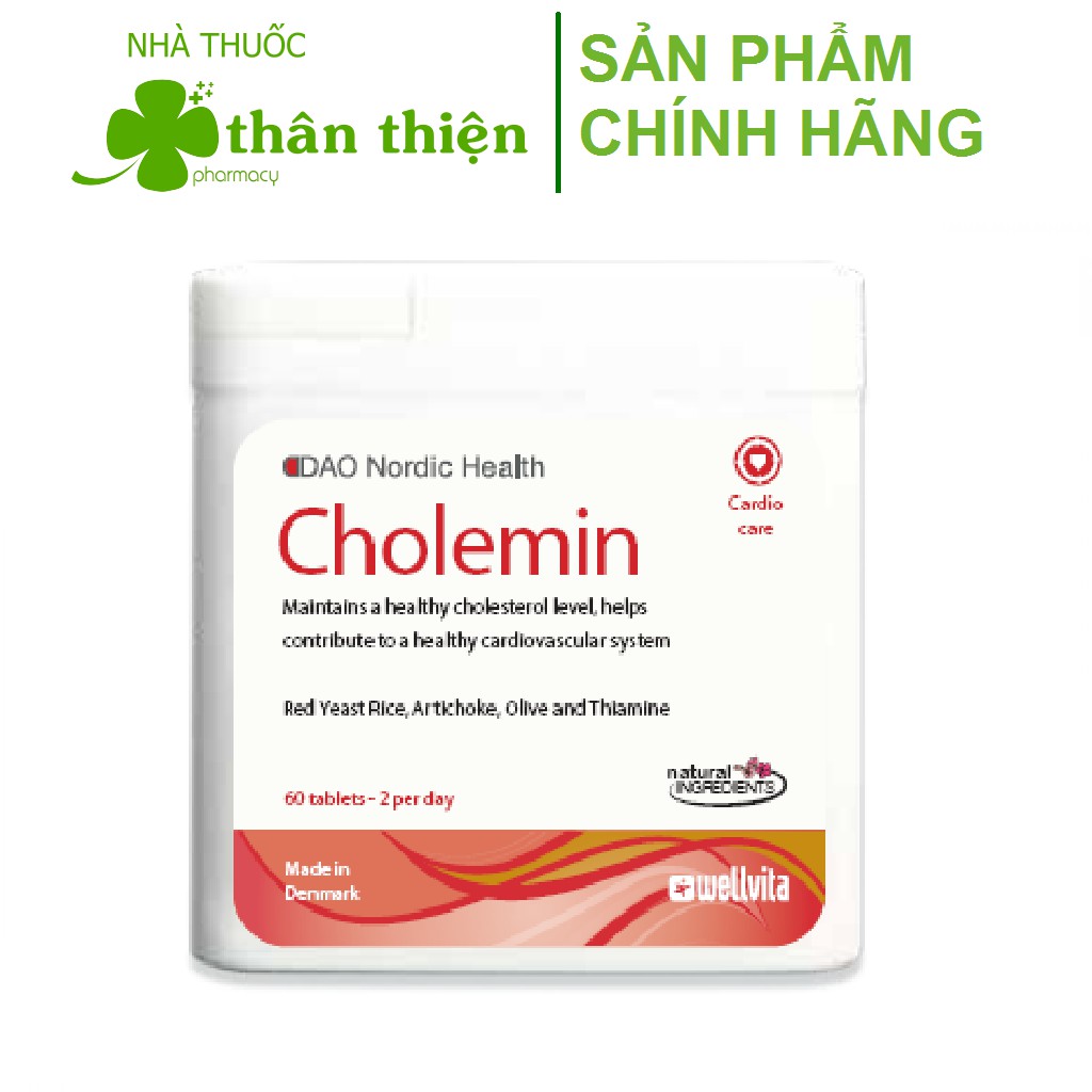 {Đan Mạch} CHOLEMIN – Hỗ trợ ổn định huyết áp và tăng cường sức khỏe tim mạch (hộp 60 viên)