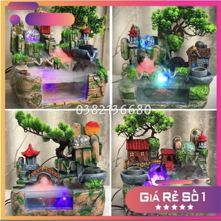 Thác nước phong thuỷ mini để bàn [TẶNG KÈM CÒ TRANG TRÍ] - Tiểu cảnh hòn non bộ