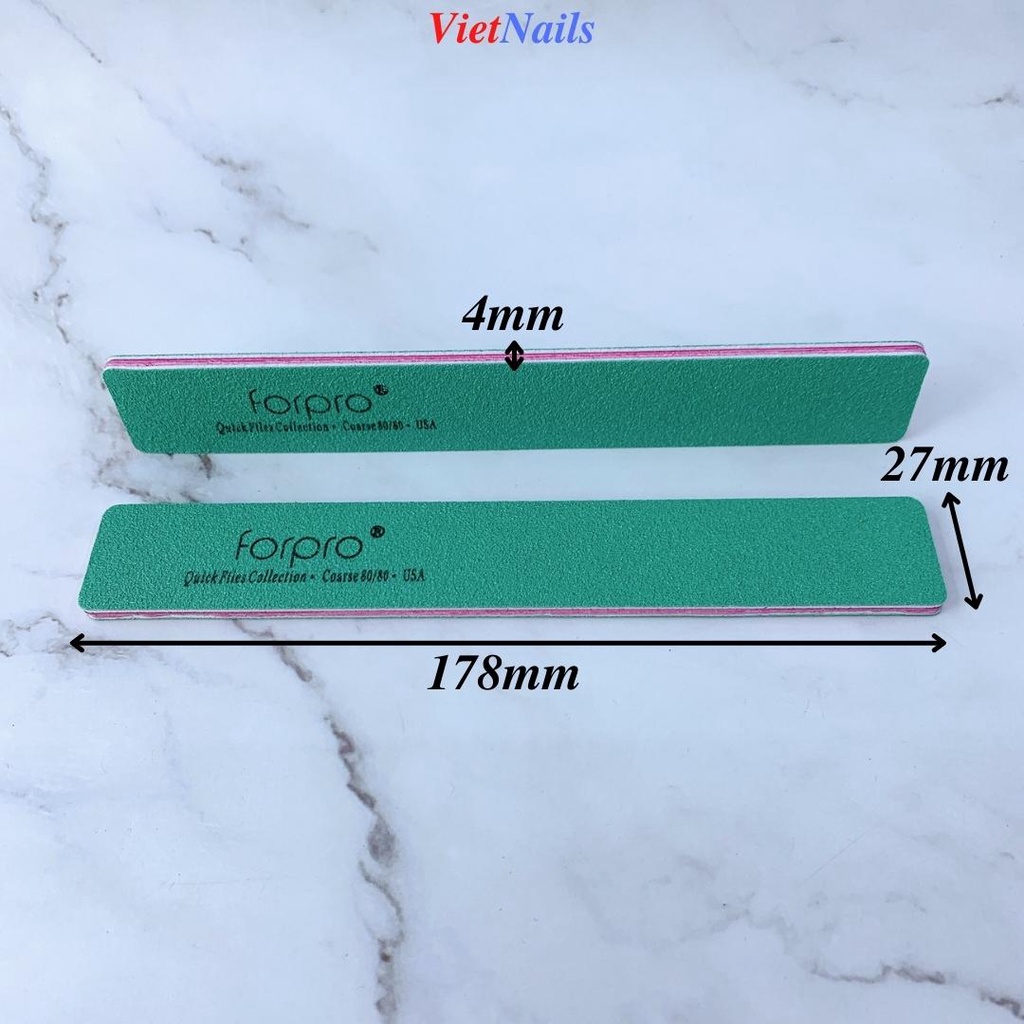 Lốc 10 Dũa Forpro Xanh Lõi Hồng Dũa Móng Tay Dũa Phá Bột Phá Gel Độ Nhám 80/80