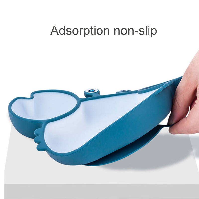 Tô Ăn Chia Ngăn Bằng Silicon Không BPA Hai Màu Hình Cua Hoạt Hình Có Giác Hút Dành Cho Trẻ Sơ Sinh