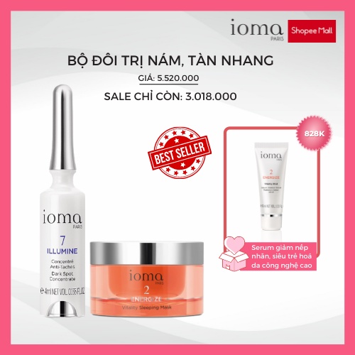 Bộ đôi làm mờ đốm sắc tố trên da, chống lão hoá toàn diện số 1 tại Pháp Ioma Paris