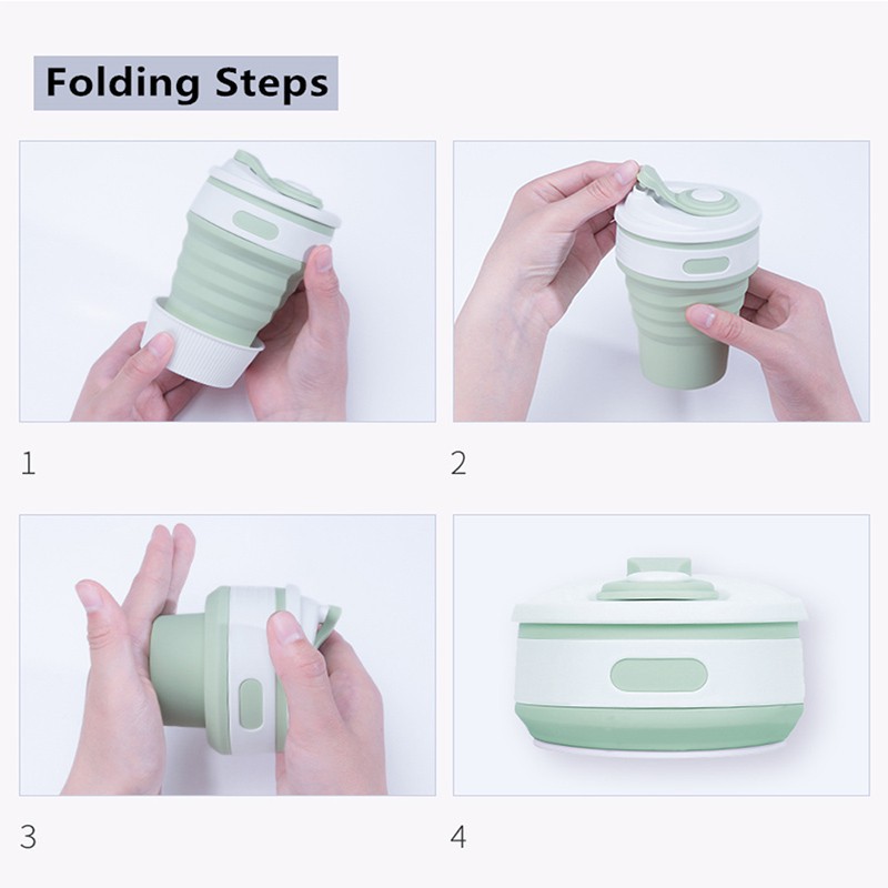 Cốc WALFOS Gấp Gọn Nhỏ Gọn Làm Bằng Silicone Dùng Uống Trà/Cà Phê 350 Ml