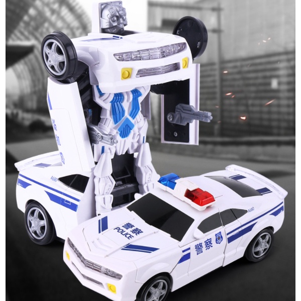 Đồ Chơi Mô Hình Xe Hơi Cảnh Sát Biến Hình Robot Xài Pin Phát Nhạc quà tặng cho bé