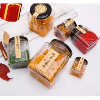 Hũ Thủy Tinh Vuông Nắp Thiết