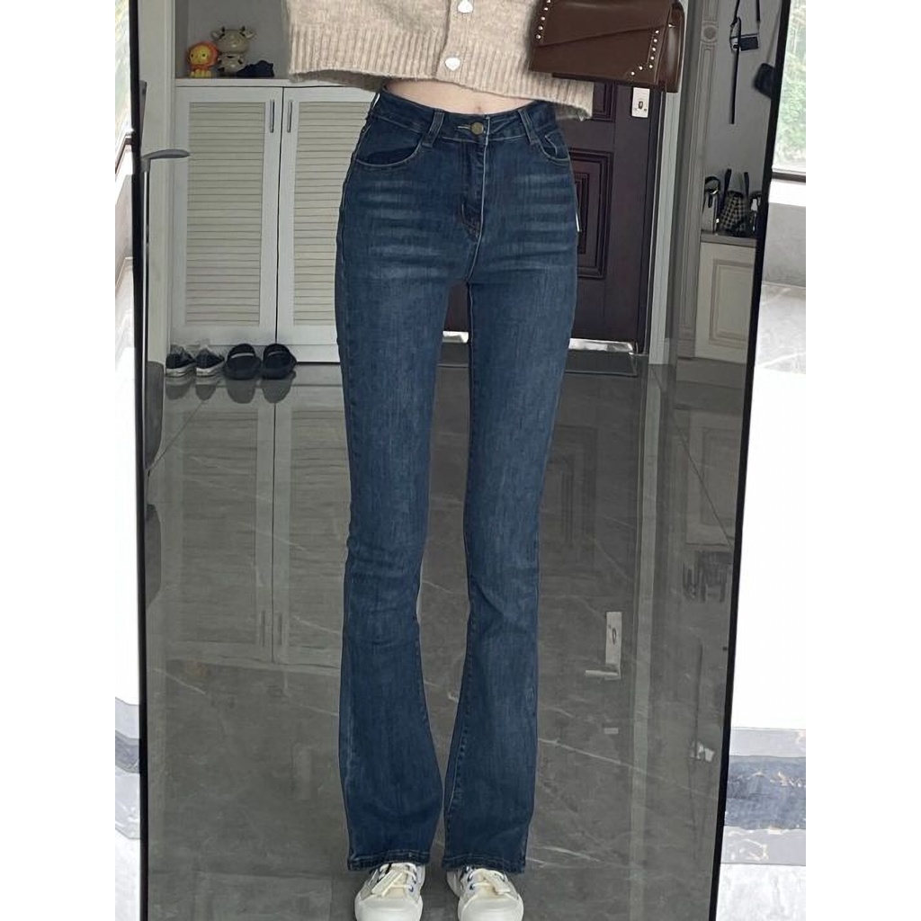  Xiaozhainv Quần jeans lưng cao ống loe thời trang Hàn Quốc xinh xắn dành cho nữ | BigBuy360 - bigbuy360.vn