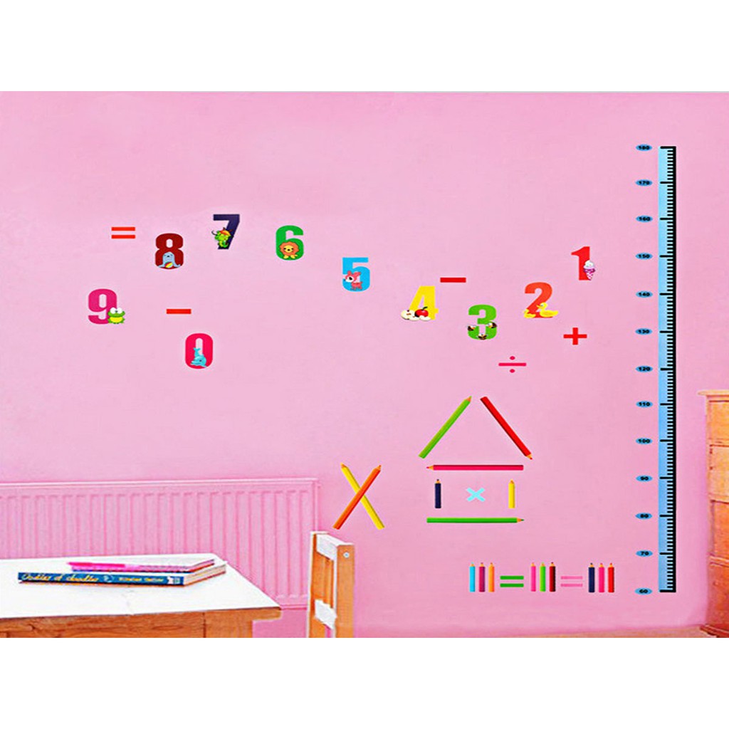decal dán tường LUVINA trang trí phòng, lớp học cho bé yêu - thước số đo chiều cao chữ số