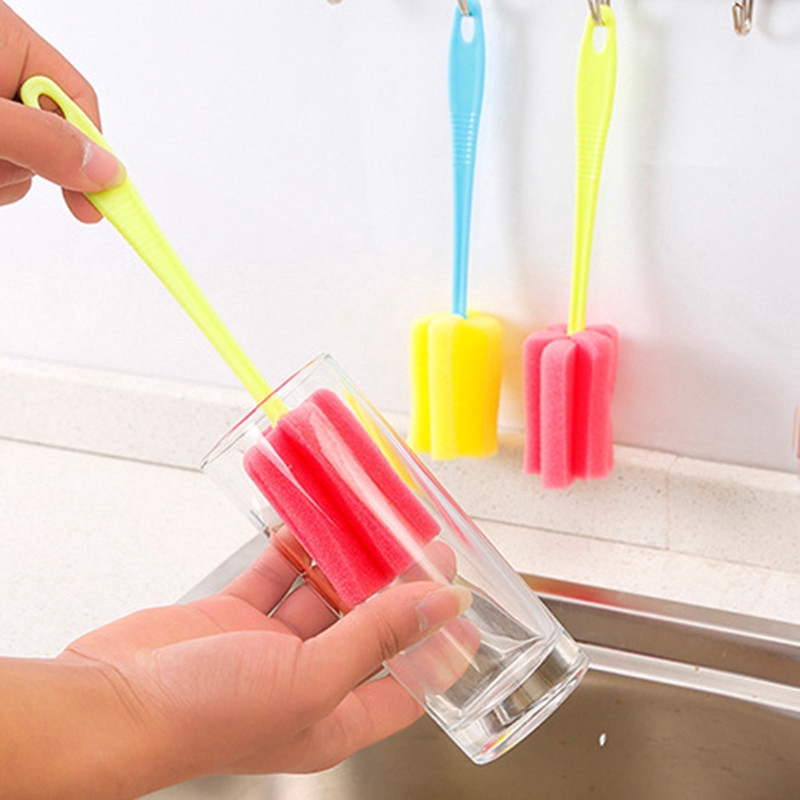 1 Chiếc Cọ Bọt Biển Vệ Sinh Ly Cốc Có Tay Cầm Dài
