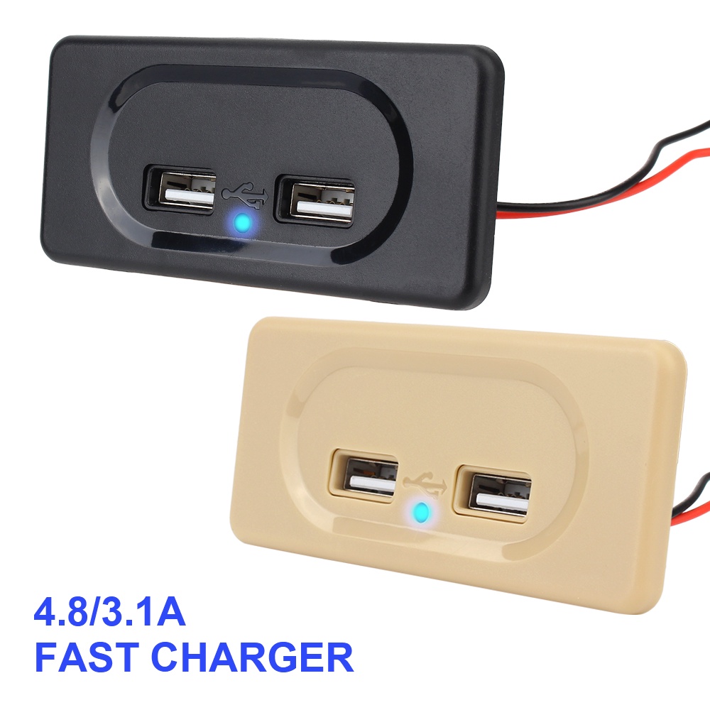 Ổ Cắm Sạc Hai Cổng USB 4.8A 12V 24V 3.1A 12V Chống Bụi Dành Cho Ô Tô/Xe Tải/Tàu Thuyền