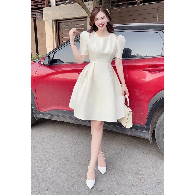 Váy đầm nữ mini dáng xòe hở vai phong cách sang trọng quyến rũ phù hợp đi tiệc đi chơi
