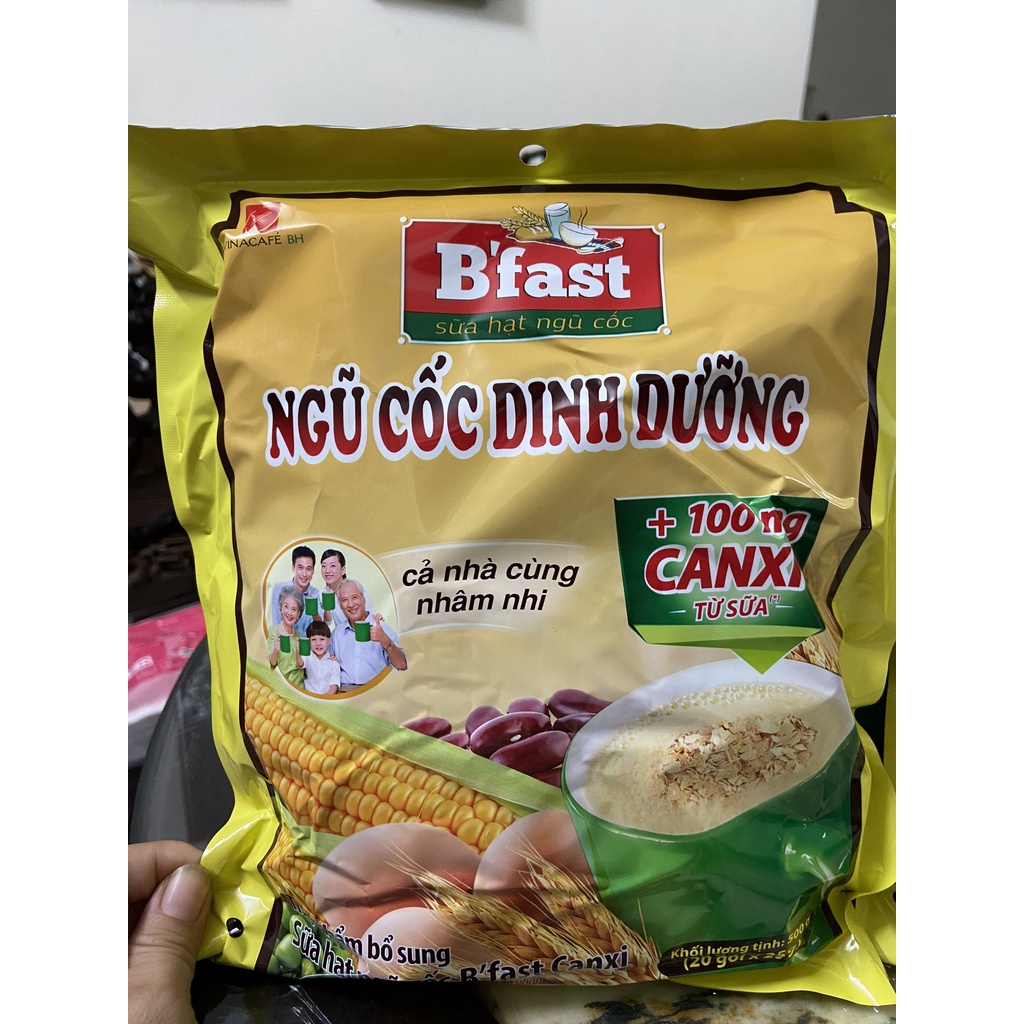 SỮA HẠT NGŨ CỐC DINH DƯỠNG B'FAST CANXI 500G 20 gói x 25g