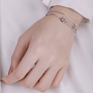 Lắc Tay Bạc Blue Peach Circle Double LT448