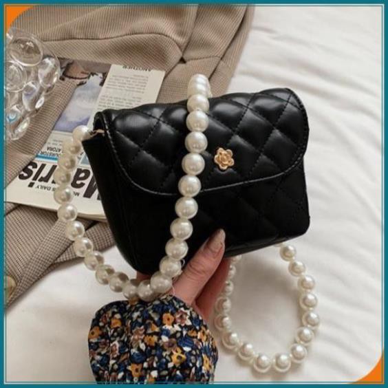 Túi đeo chéo nữ da mịn mềm, túi hoa trà mini dây đeo ngọc trắng - SHEN T2104.18