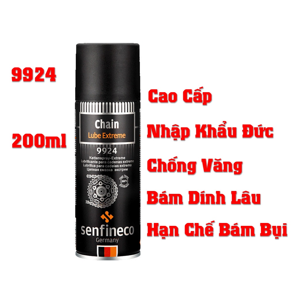 Chai 200ML Chai Xịt Dưỡng Sên Bôi Trơn Sên Xích Xe Máy Senfineco 9924 - Nhập Khẩu Đức