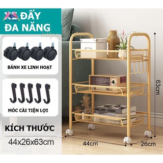 Xe đẩy spa 3 tầng, kệ đa năng có bánh xe, thích hợp cho spa, tiệm tóc, nail