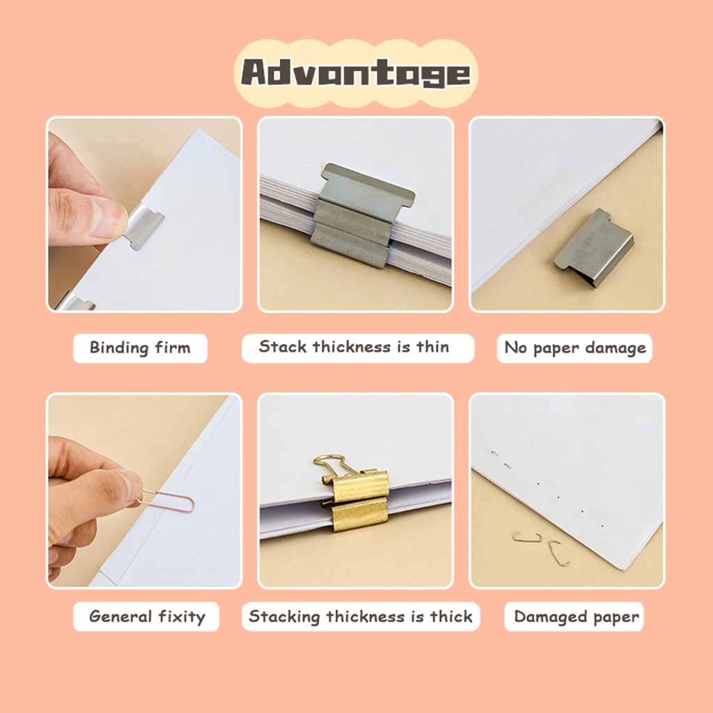 Dụng cụ kẹp giấy trong suốt nhỏ với 8 chiếc nạp đầy Dụng cụ đẩy kẹp kẹp tài liệu Văn phòng phẩm Văn phòng phẩm