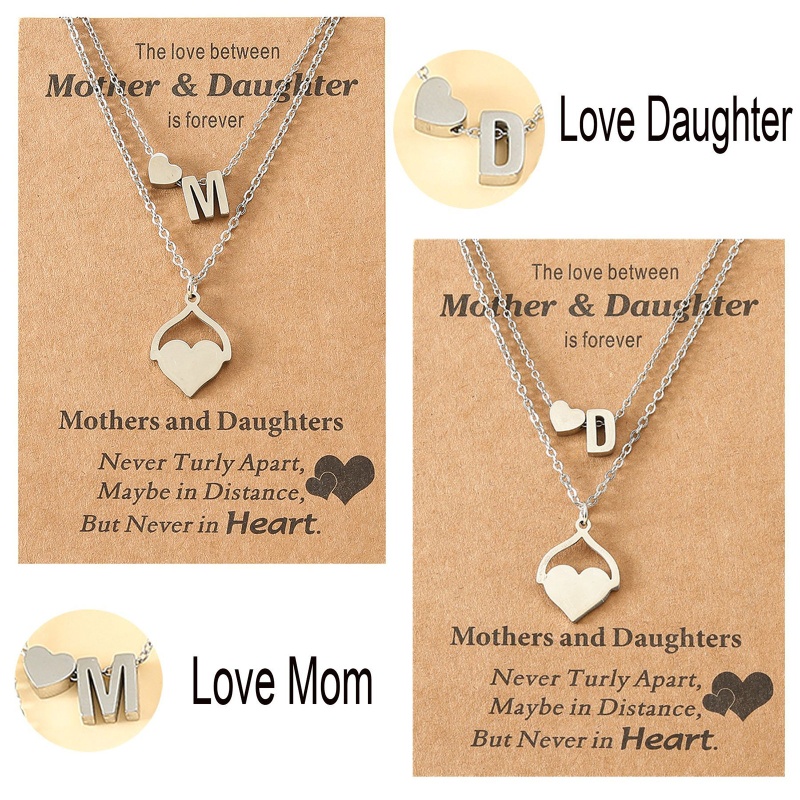 Vòng cổ Mặt Trái Tim Khắc Chữ Mom