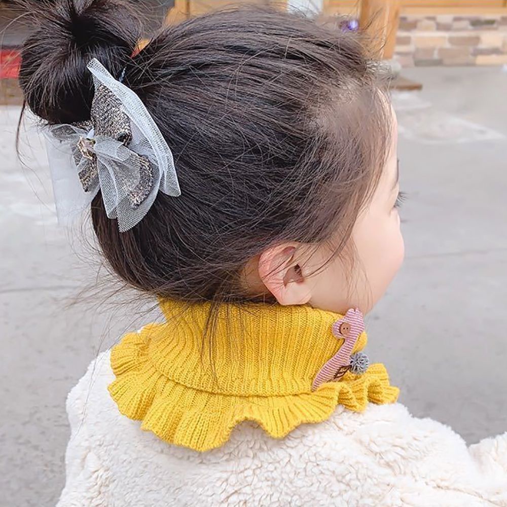 Khăn choàng cổ chất liệu len dệt kim dày dặn mềm mại giữ ấm họa tiết hoạt hình dễ thương cho bé gái