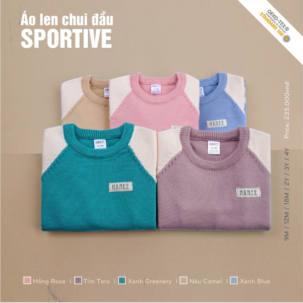 [CHÍNH HÃNG]Áo len chui đầu thu đông cho bé sportive Hrnee