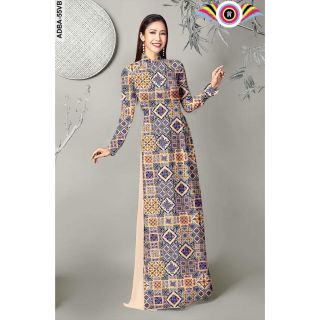 Áo dài lụa cô ba may sẵn in 3D (hình thật)