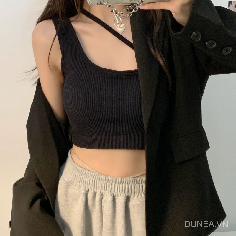DUNEA Áo hai dây thiết kế mới không đồng đều thời trang dành cho nữ