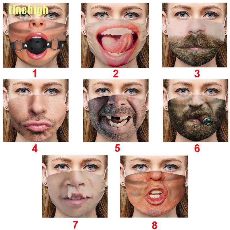 Khẩu Trang Chống Gió In Họa Tiết 3D Có Thể Điều Chỉnh Cho Nam Và Nữ