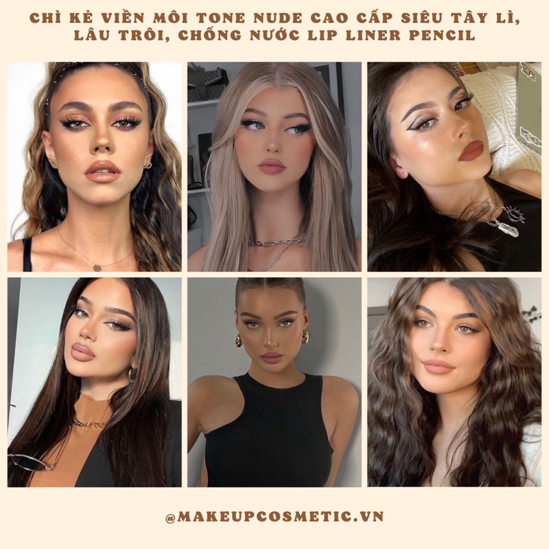 Chì Kẻ Viền Môi Tone Nude Cao Cấp Siêu Tây Lì, Lâu Trôi, Chống Nước Lip Liner Pencil