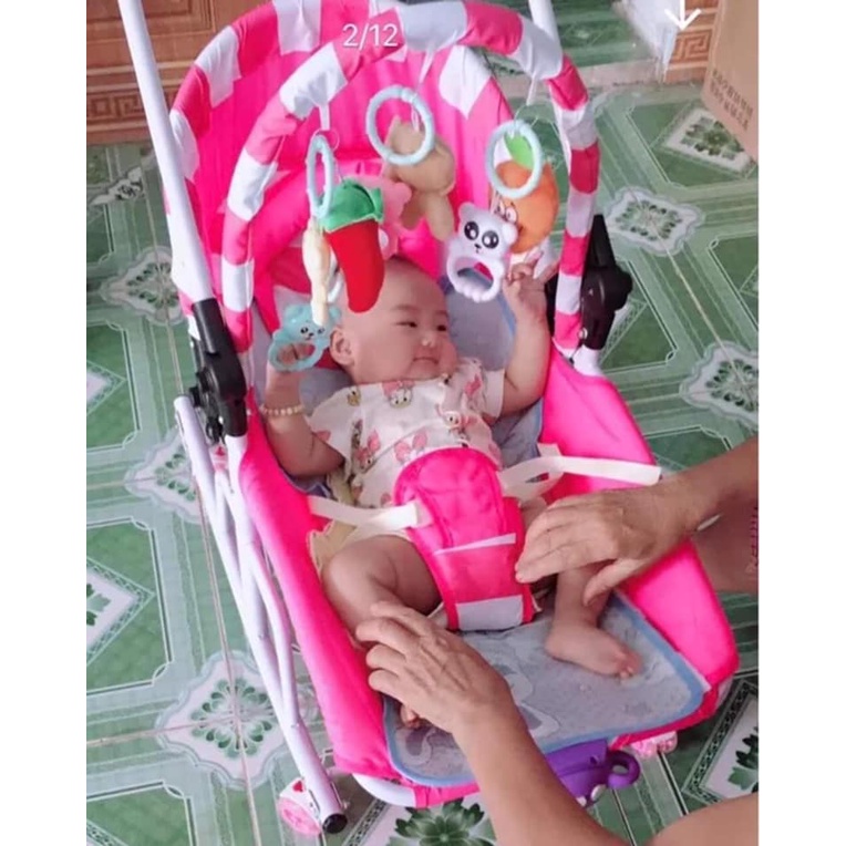 Nôi rung đa năng bập bênh có bánh xe cho bé.Tặng màn chống muỗi và chiếu điều hòa .BH 12 tháng
