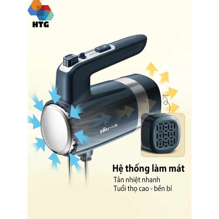 Máy đánh trứng trộn bột cầm tay Bear DDQ-B02L1 công suất mạnh mẽ 300W, 4 đầu khuấy inox 304, 10 cấp độ chính hãng