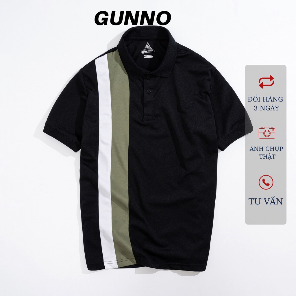 Áo polo nam GUNNO vải cvc dày dặn thấm hút nhanh bền màu không nhăn co giãn tốt