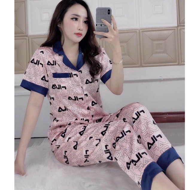 Bộ Ngủ Lụa Satin Cộc Dài Cao Cấp | BigBuy360 - bigbuy360.vn