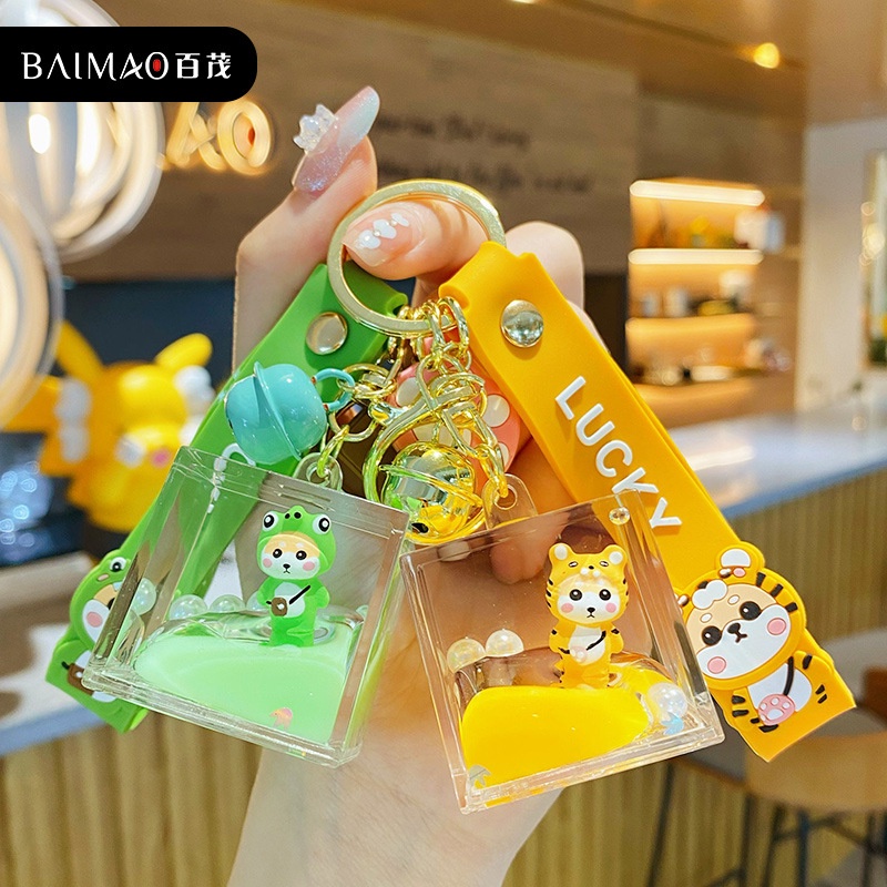 Móc Khóa cute hình vuông pha lê nhân vật hoạt hình đáng yêu, móc chìa khóa, móc túi sách thời trang