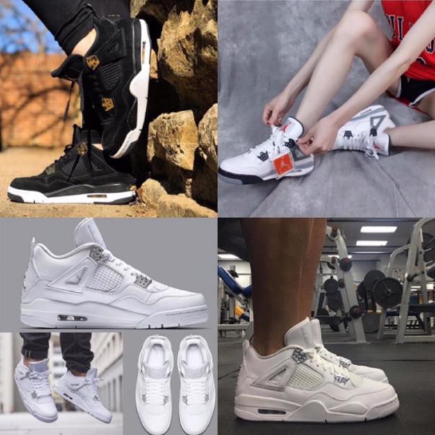 Sale ( Sale 30% ) Giày Jordan 4 bóng rổ nam nữ Low đen ; trắng ; trắng đen  Bán Rẻ Nhất mới NEW