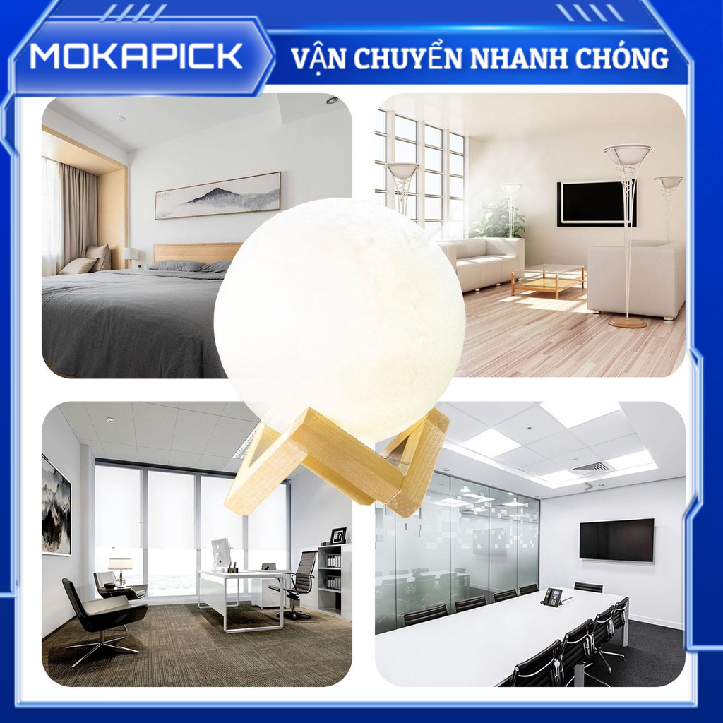 Mokapick Máy Khuếch Tán Tinh Dầu 1600Ml 35db Im Lặng Tạo Ẩm Nguồn Điện USB Độ Hạt Gỗ Có Đèn Ngủ Cho Gia Đình