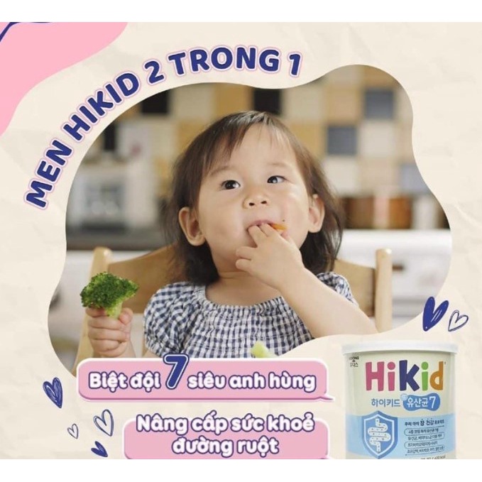 [HSD 2023] Men Vi Sinh- Sữa Non Lợi Khuẩn 2in1 Hikid Hàn Quốc Cho Bé 12m+ Hộp 80g (1g x 80gói)
