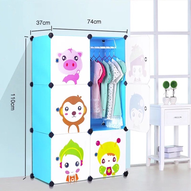 TỦ NHỰA QUẦN ÁO LẮP GHÉP 6 Ô 37x37x37cm Size nhỏ. Tặng kèm móc treo