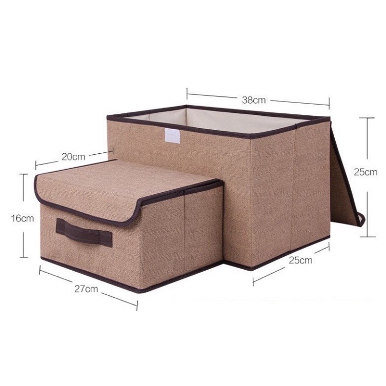 Combo 2 Hộp vải Đựng Đồ Đa Năng Thùng Đựng Quần Áo Đồ Lót Đồ Chơi Gấp Gọn Bằng Vải Cứng Cáp Có Nắp Đậy 88188 Home Store