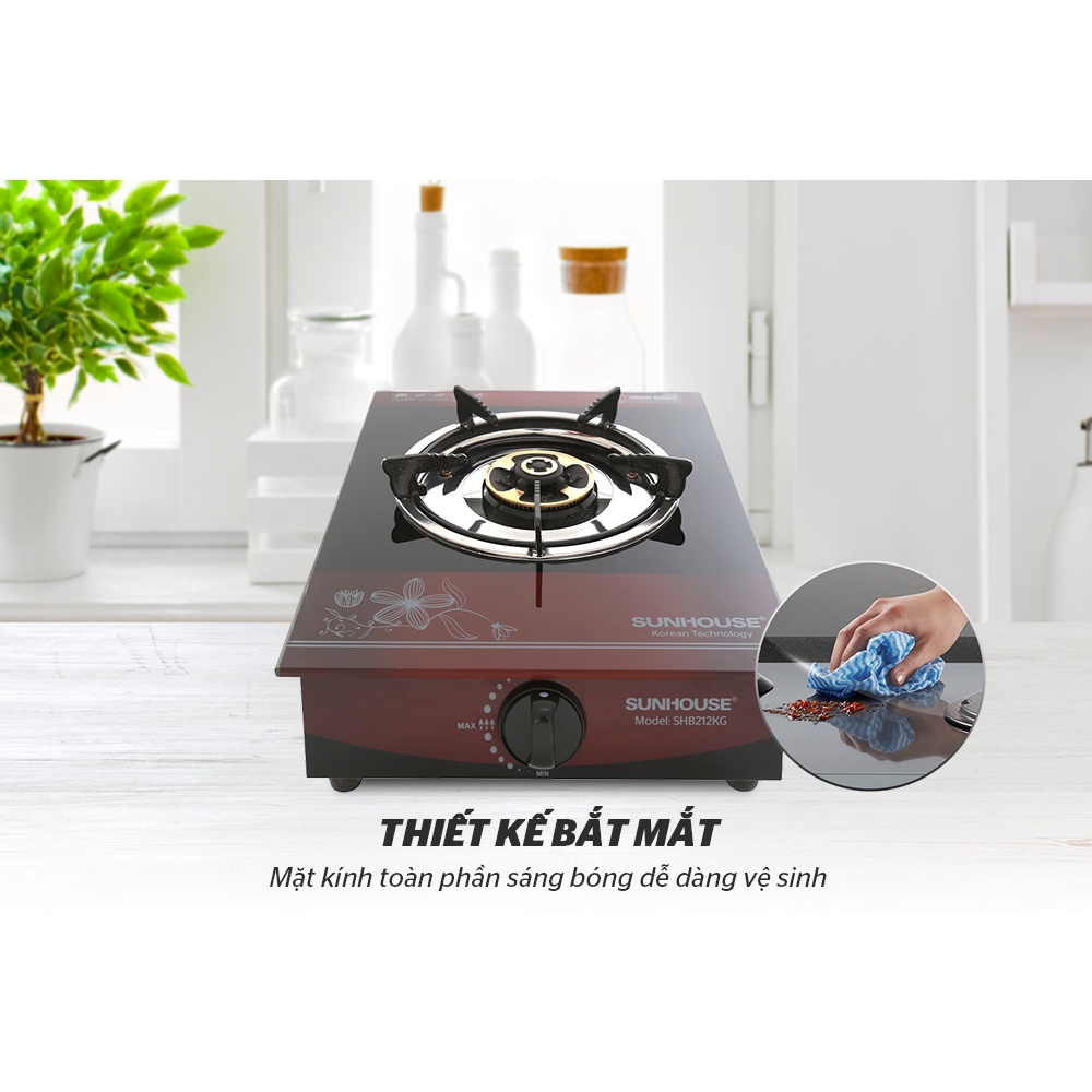 Bếp gas dương đơn kính họng gang Sunhouse SHB212KG